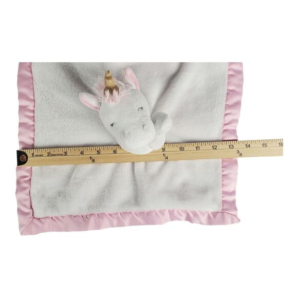 Carters Baby Security Blanket Lovey Soother Plush Toy Pink Unicorn Satin Soft - Picture 5 of 11